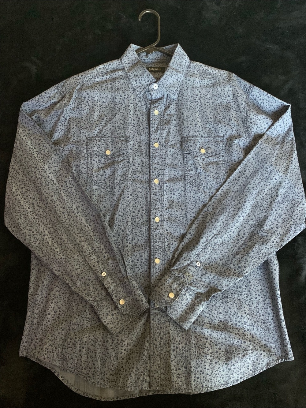 J Campbell Men's Printed Casual Button-Down Shirt in Light Blue